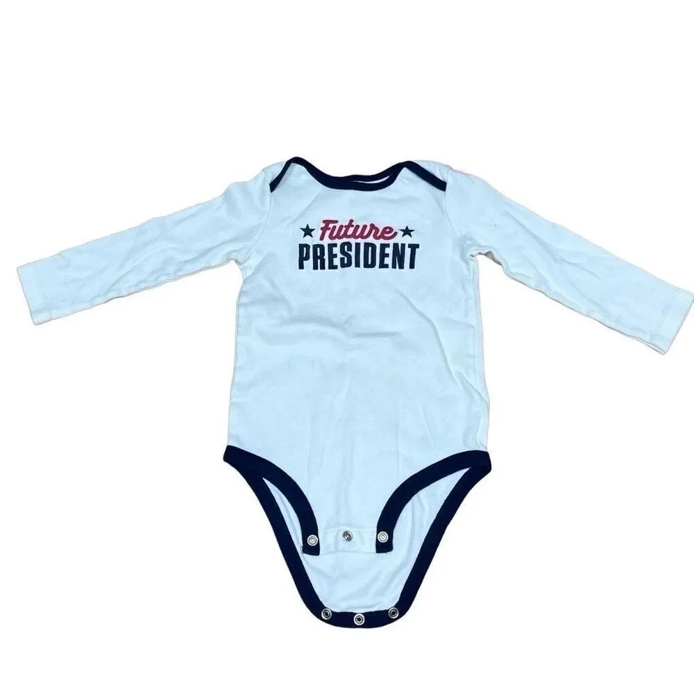 Carter's Baby Boys Future President Long Sleeve Single Bodysuit Ivory Size 24M